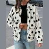 Damenmantel mit Herzmuster, lockerer Schnitt, Reverskragen, Reißverschlusstaschen, Oberbekleidung, Herbst/Winter, Freizeitjacke