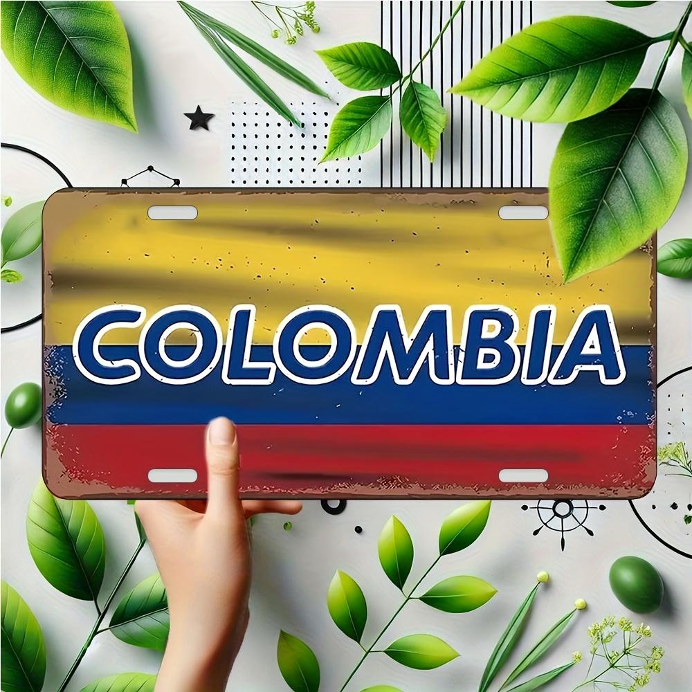 Colombia National Flag Colorway Patriotic Themed Aluminum Metal Sign D Flat Printing Distressed Vintage License Plate Style Wal 15x30cm(5.9x7.8inch)