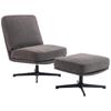 Armchair with Stool, Swivel Lounge Chair with Linen Look, for Living Room, Dark Grey