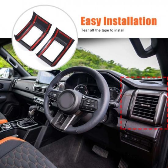 Matte Black Interior Dashboard Side Vent Cover Trim For Mitsubishi L200 2024-25