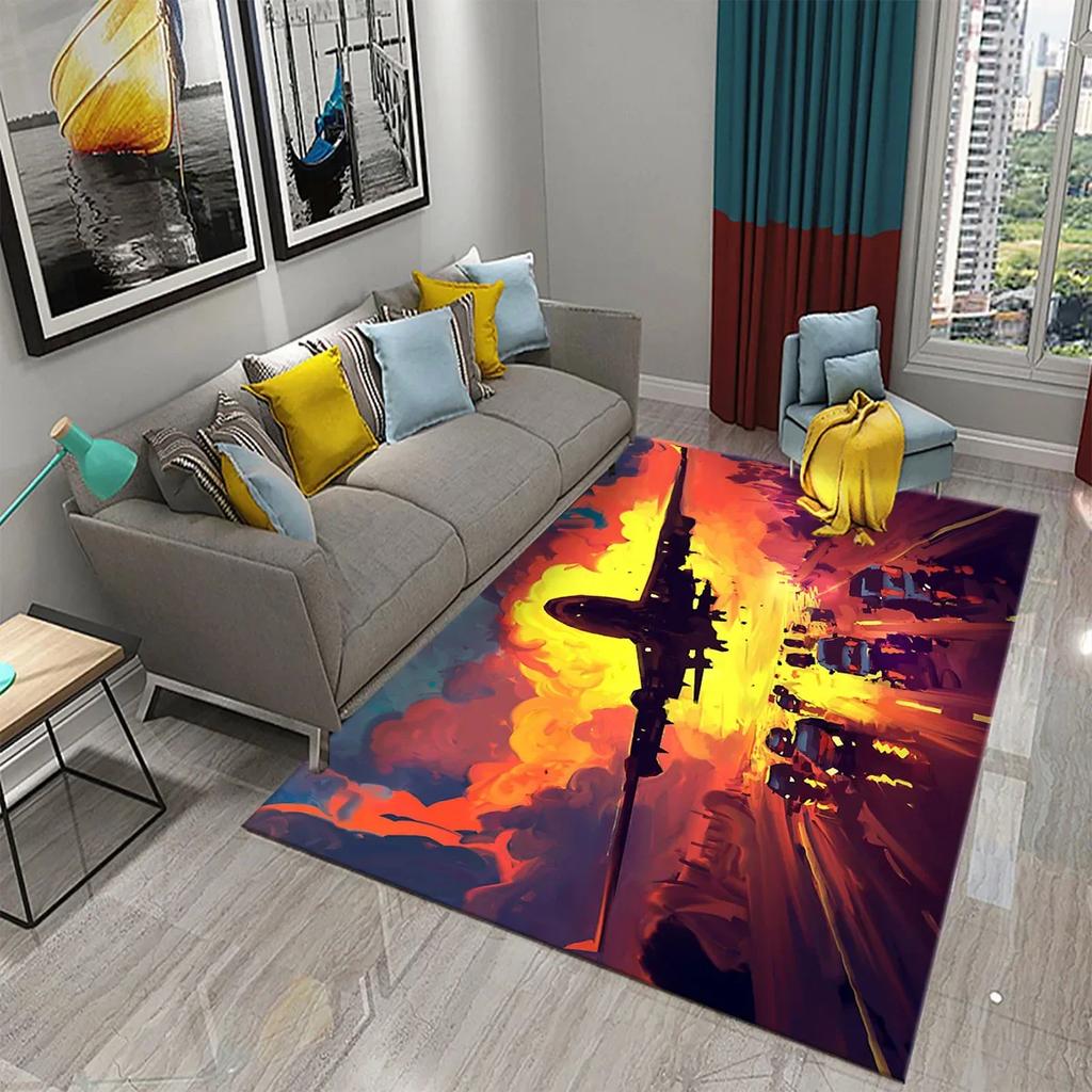 3D Colorful Oil Painting Airplane Carpet for Living Room Bedroom Decor Rugs Bathroom Kitchen Non-slip Floor Mat Home Decor Rugs