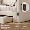 Upholstered Bed, Daybed, Sofa Bed, with 2 Drawers for Storage, Sleeper Sofa, Day Bed 90x190 cm, Extendable to 180 cm, with USB Port, Beige Linen