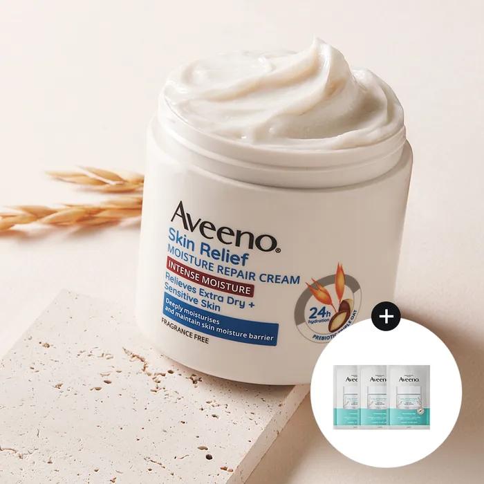 Aveeno Skin Relief Repair Cream 311gx2+(extra) Aveeno Gel Moisturizer 6ml Sachet 3ea