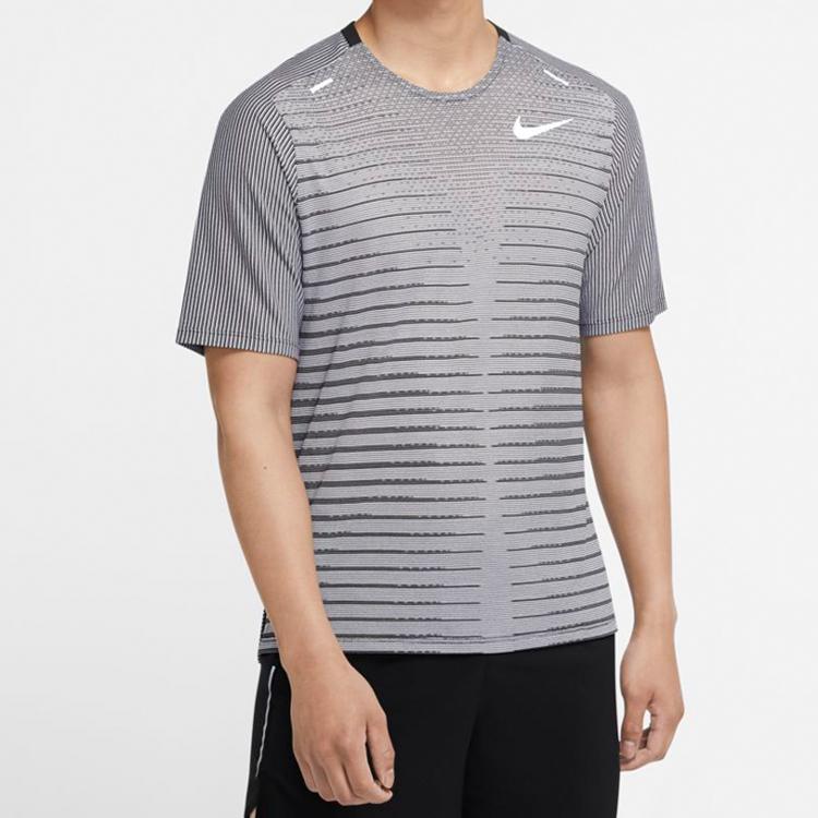 Nike Techknit Future Fast Running Short Sleeve Crewneck T-Shirt Men Tops Black White CU6057-010