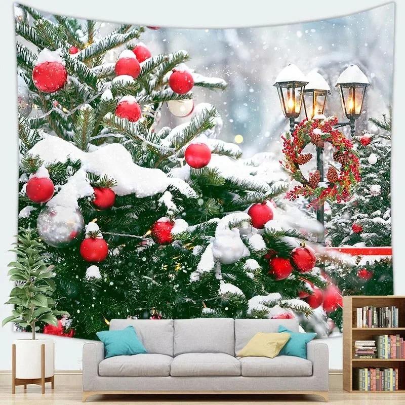 

Рождественская тема Снег Рождественская елка Гобелен Спальня Гостиная Домашнее Рождественское украшение 200x150cm