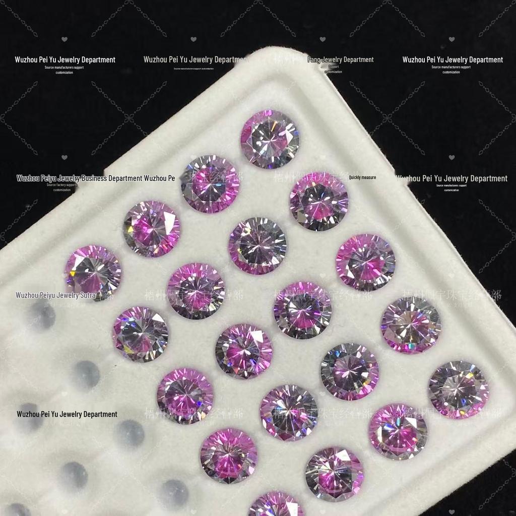 6/8mm Round Gradient Zircon Earrings: Sparkly DIY Nail Art Jewelry with Eight Hearts & Arrows Design