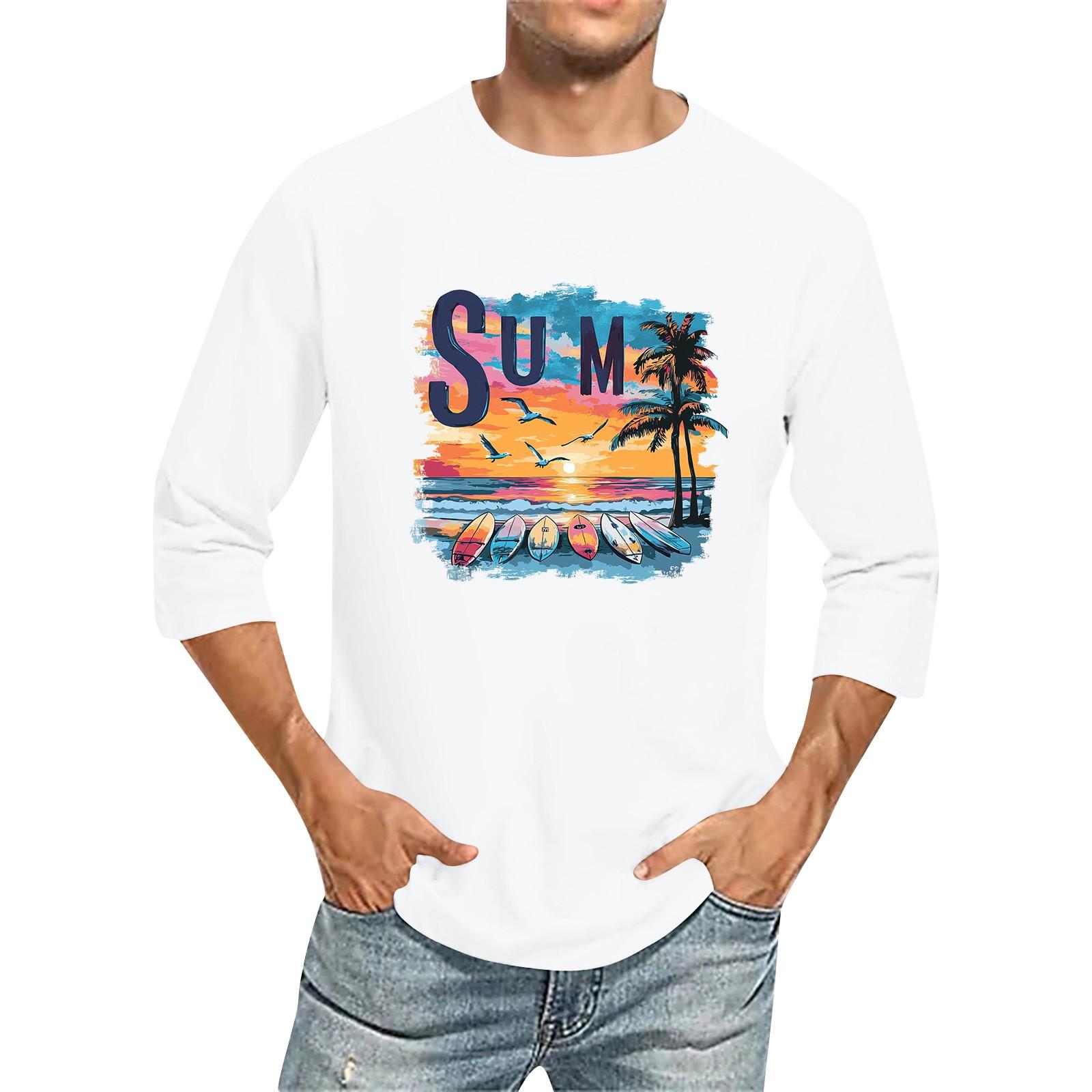 

Мужская однотонная футболка с круглым вырезом и рукавами три четверти XL белый