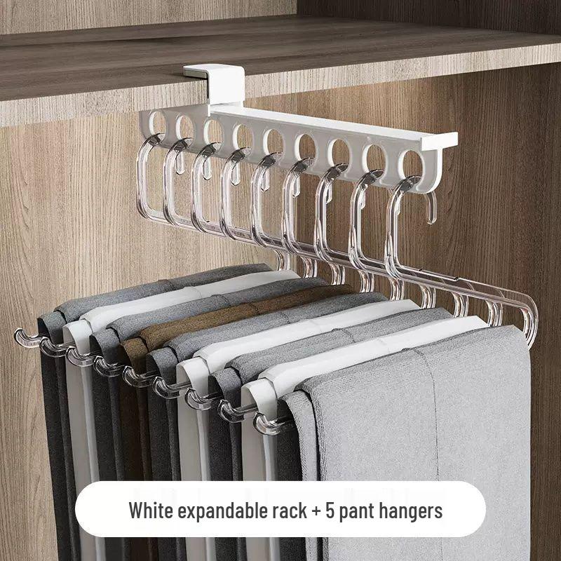 Telescopic Slide Rail Pants Rack - Top Mount Wardrobe Pull-Out Hanger Drawer.