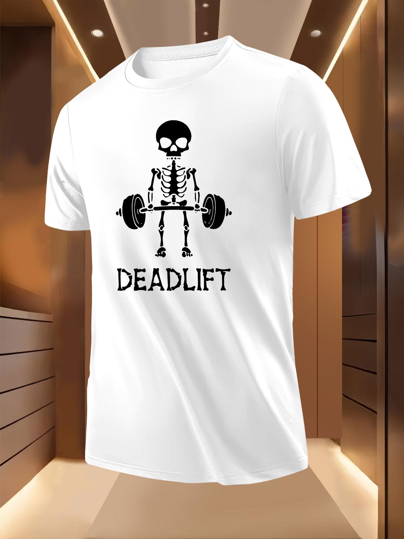 Weightlifting Skeleton Print Tshirt - Breathable Lightwei... XXXXL