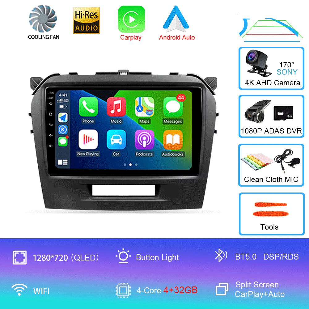 Car Radio Android 14 Carplay Auto For Suzuki Vitara 2015 2016 2017 2018 2019 Multimedia Video Player Navigation Gps Stereo Audio
