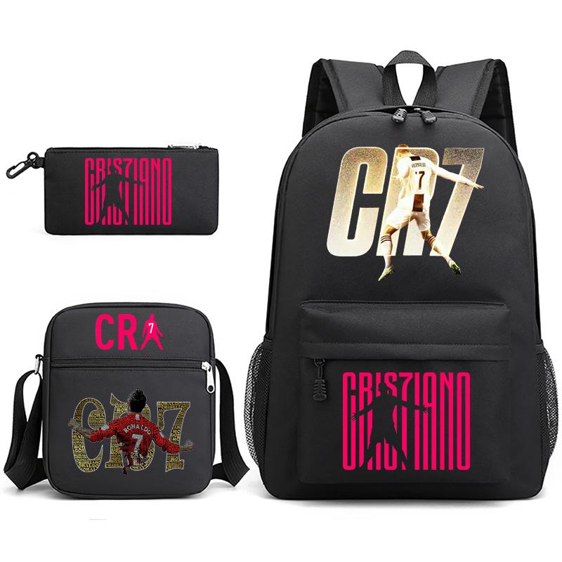 2023C Luo Surrounding Character Printed Backpack Three-piece Student School Bag + Shoulder Bag + Pencil Case Set