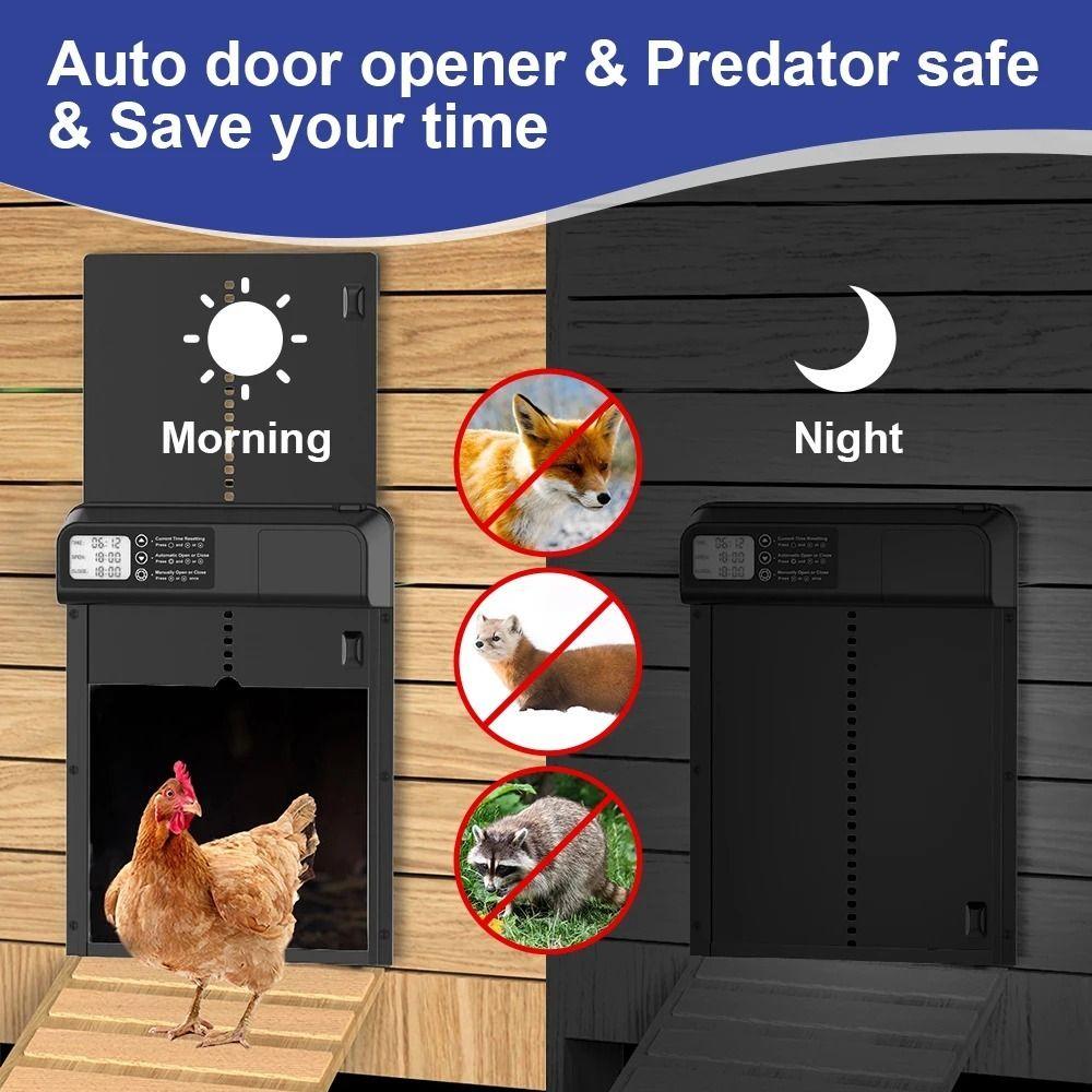 Automatic Electric Chicken Gate Timer Control Pet Flap Accessories Auto Chicken Door Opener  House