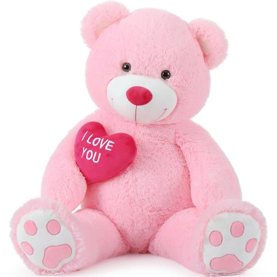 

Pink Giant Fluffy Teddy Bear 36 Inches Stuffed Animal Embroidered I Love You for Girlfriend Valentine Birthday Gift United States