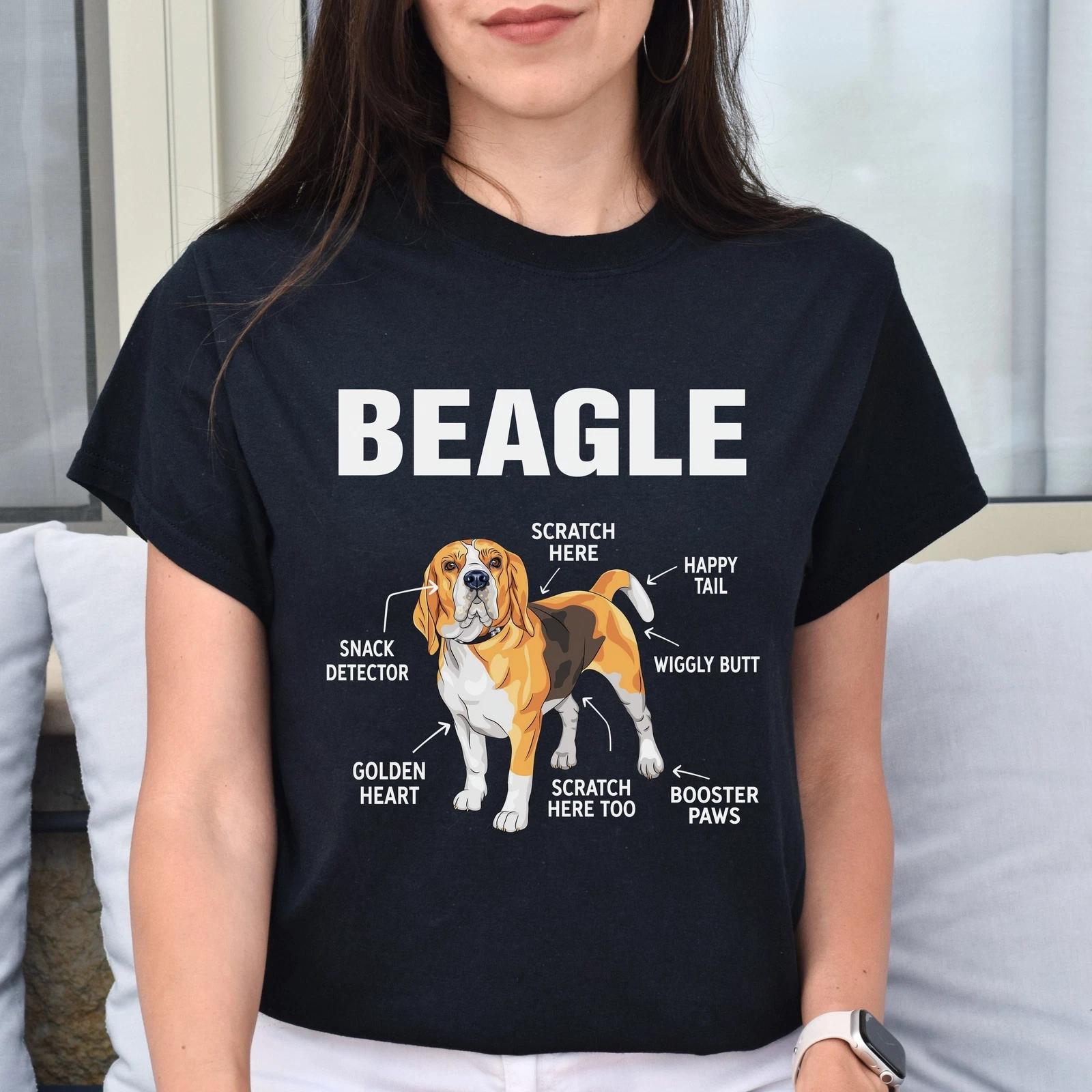 Beagle Anatomy Unisex T-Shirt gift Beagle dog owner tee black dark heather S