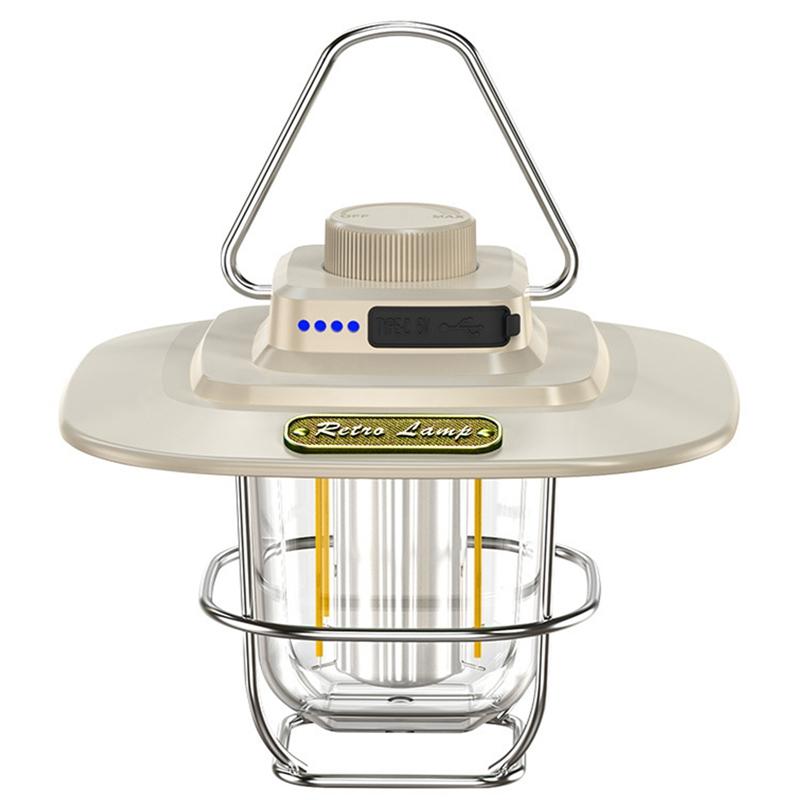 LED Camping Lamp Retro Hanging Tent Lamp Waterproof Dimmable Camping Lights USB Recharge Emergency Light Lantern For Outdoor