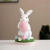 Handcrafts Resins Easters Bunnies Holding Eggs Decoration Cute Rabbit Figurine with Lawn Base for Home and Office Decors