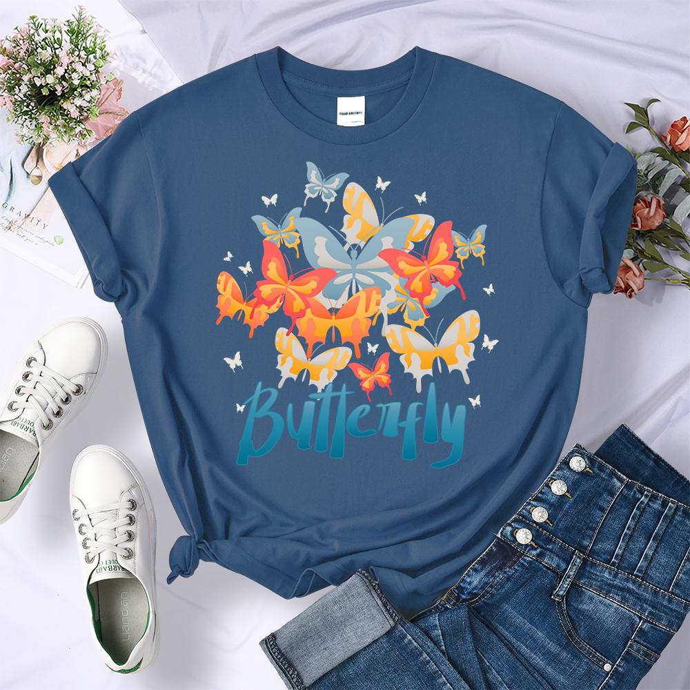 Summer Colorful Butterfly 3D Printed T Shirts Women Multicolor Soft T-Shirt Summer Hip Hop Clothing Crewneck Y2K Female Short Sleeve