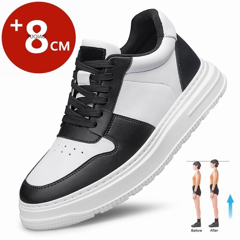 Scarpe da Ginnastica con Zeppa in Pelle Taglia Grande 47 Uomo Comode Traspiranti Scarpe Casual Soletta Rialzante 8cm Rialzo Scarpe da Uomo