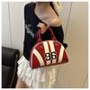 Sac à Bandoulière Rayé Color Block en Similicuir pour Femme Été Nouveau Sac de Soirée Semi-Cercle Sac à Main Sacoche Bowler Tendance