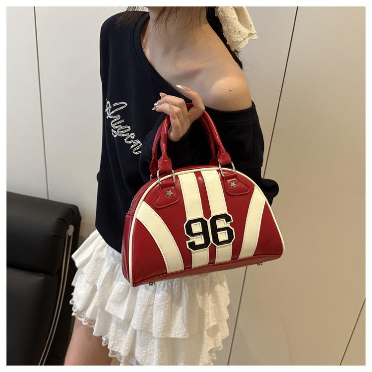 Sac à Bandoulière Rayé Color Block en Similicuir pour Femme Été Nouveau Sac de Soirée Semi-Cercle Sac à Main Sacoche Bowler Tendance