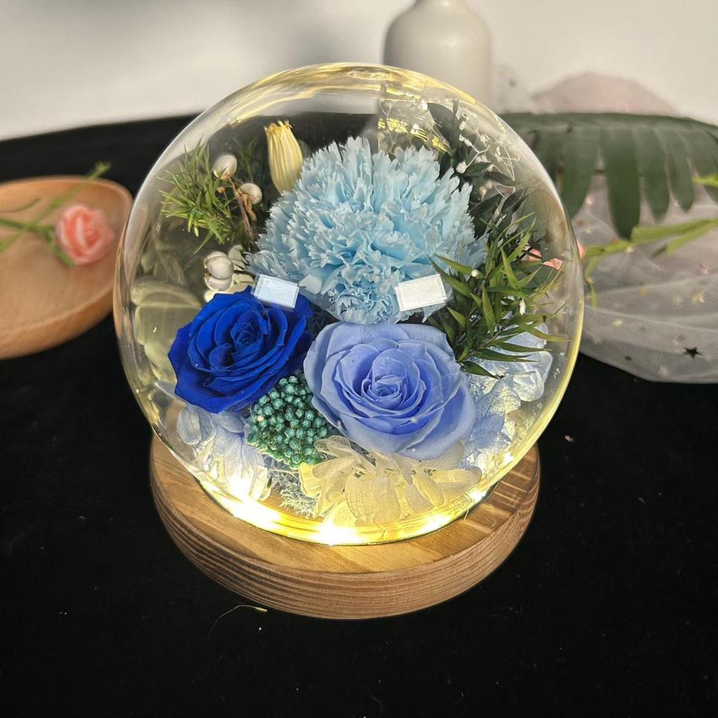 Regalo Festa della Mamma Ornamento Fiori Secchi con Luce Regali per Donne Garofano
