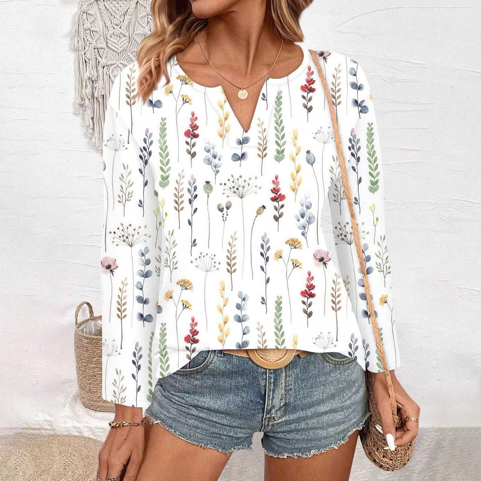 

Женские топы с V-образным вырезом и длинным рукавом, повседневные футболки, свободные легкие туники, блузки, рубашки XL белый