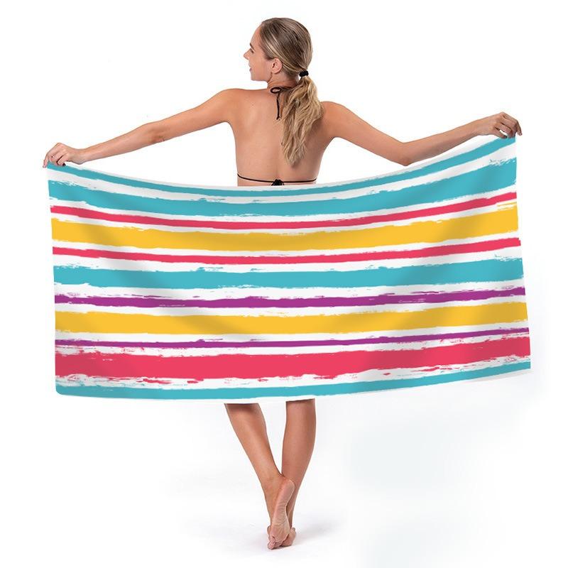 Tropical Hibiscus Flower Printed Beach Towel Quick Dry Polyester Bath Towel Pink Floral Sand Free Pool Towel for Summer Vacation