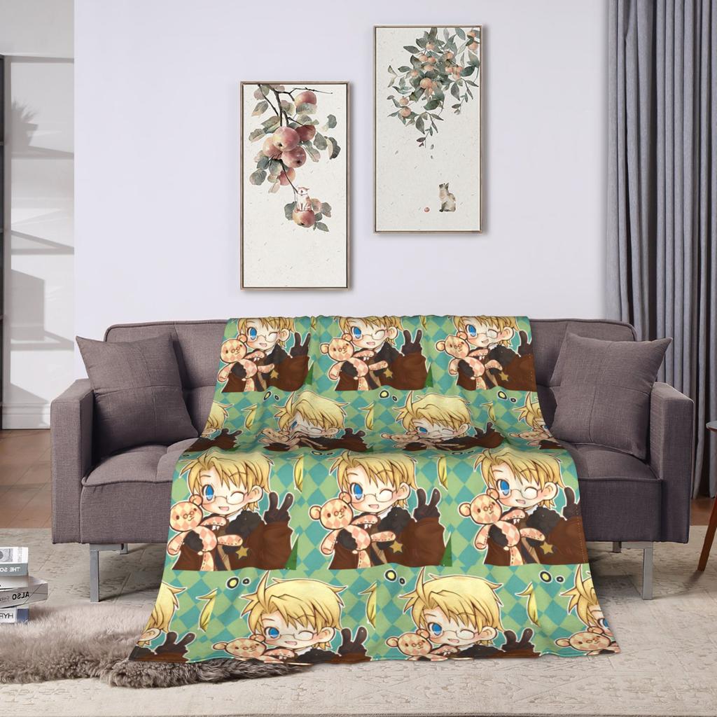 America Hetalia Anime Blankets Flannel Print  Multi-function Warm Throw Blanket for Bedding Car Bedding Throws