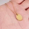 Stylish Geometric Oval Pendant Necklace with Custom Laser Logo - Stainless Steel European American Design