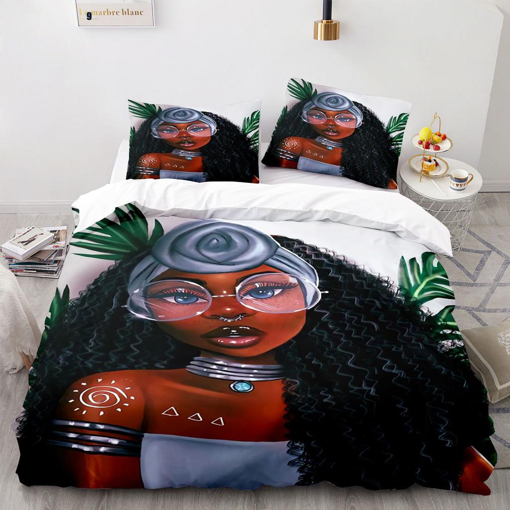 American Black Girl Duvet Cover Black Girl Magic Pillowcase Bedding Set Boys Girls Bedroom Decoration Gift Single Double Size