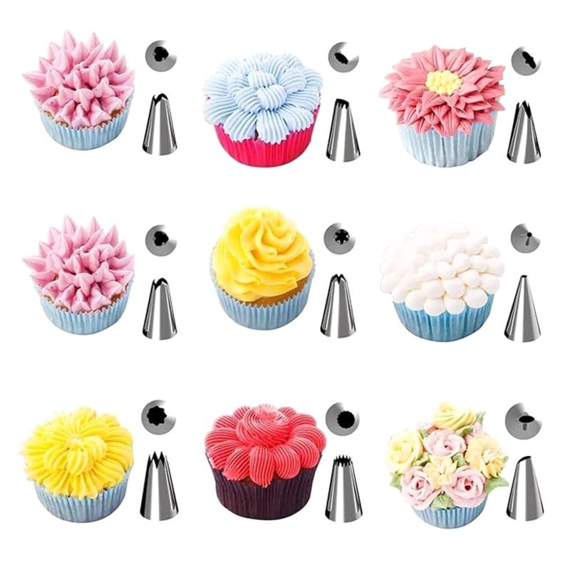 34/36/37Pcs Cake Decorating Tools Icing Cream Piping Nozzle Tips Confectionery Pastry Cake Bags Stainless Steel Nozzles Tip