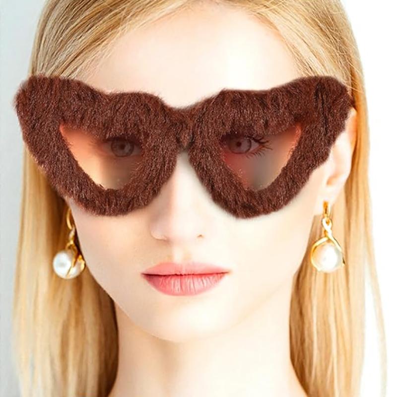 Plush Cute Funny Heart Shaped Sunglasses Fashionable Sun Glasses Personality Love Gradient Pink Glasses Sexy Cat Eye Party Eyewear