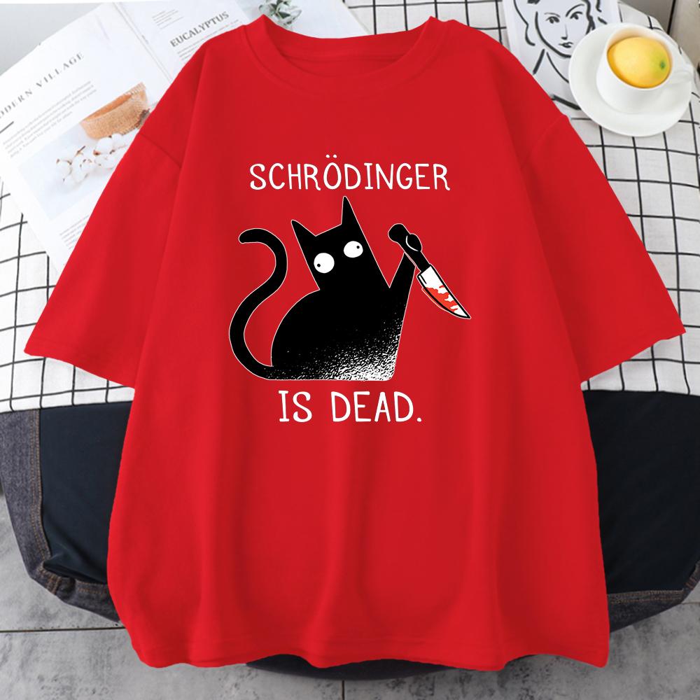

Schrodinger Is Dead Black Cat Fashion Soft T-Shirt Man High Quality T-Shirts Oversized T Shirts Cotton Short Sleeve Street M