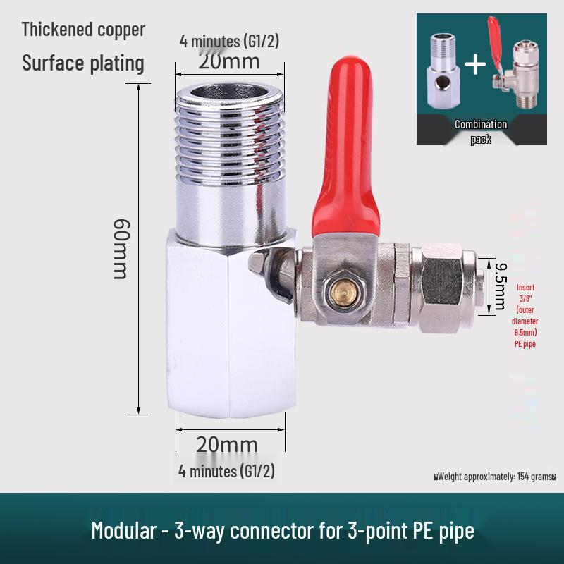 All-Copper 4-Point To 3/2-Point Water Purifier Ball Valve for Direct Drinking Machines
