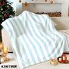 Blue Vertical Stripes Winter Summer Flannel Blanket Throw Fleece Soft Fuzzy Plush Cozy Fleece Blankets for Sofa Ideal Gifts