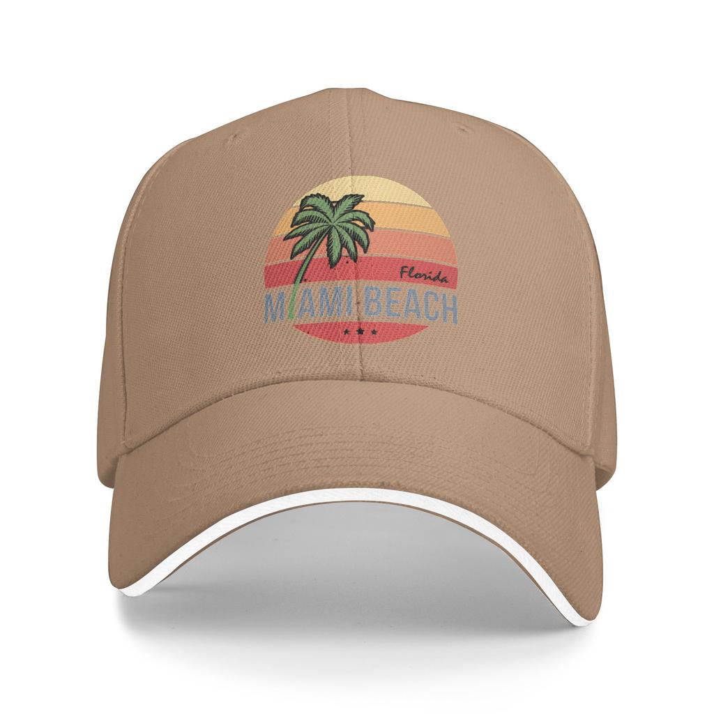 Summer Miami Beach Palm Baseball Cap  Hiking Fishing Street Style Print Sun Hip Hop Hats Couple Women Hot Sale Baseball Caps