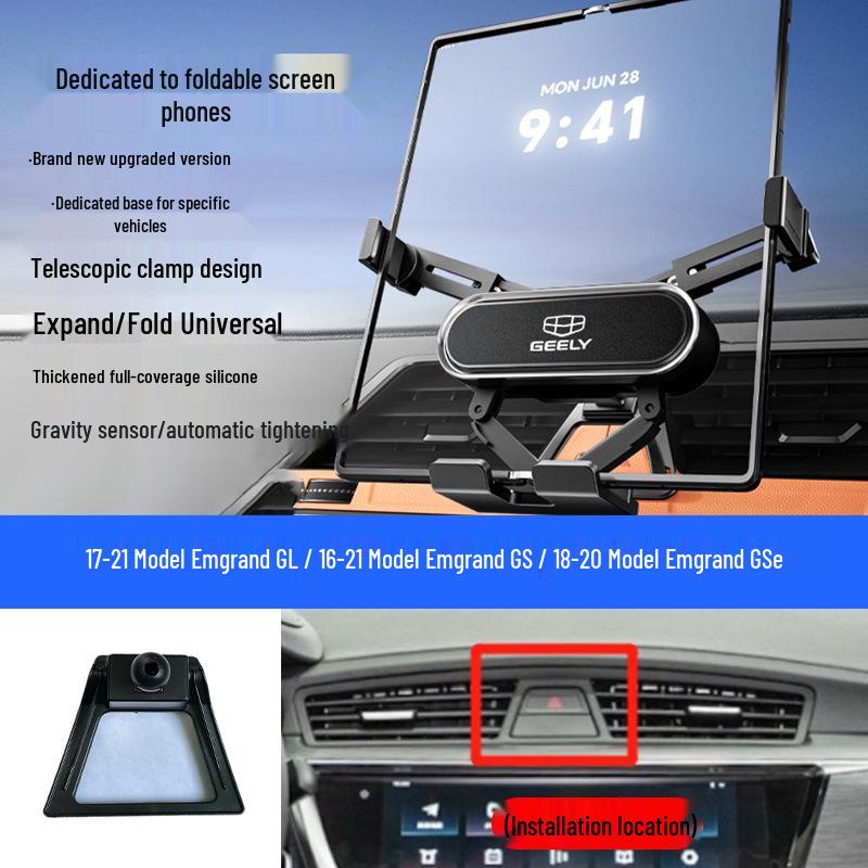 Custom Foldable Phone Holder for Geely Models: Emgrand, Boyue, Vision X1/X6, Jiaji, Binyue, Xingyue L, Xingyuan