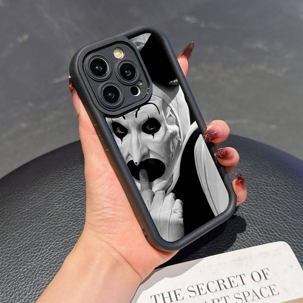 The-Clowns-horrors-T-Terrifier For iPhone 17 16 15 14 13 12 11 Pro Max Plus Black Full Coverage TPU Shockproof Cover