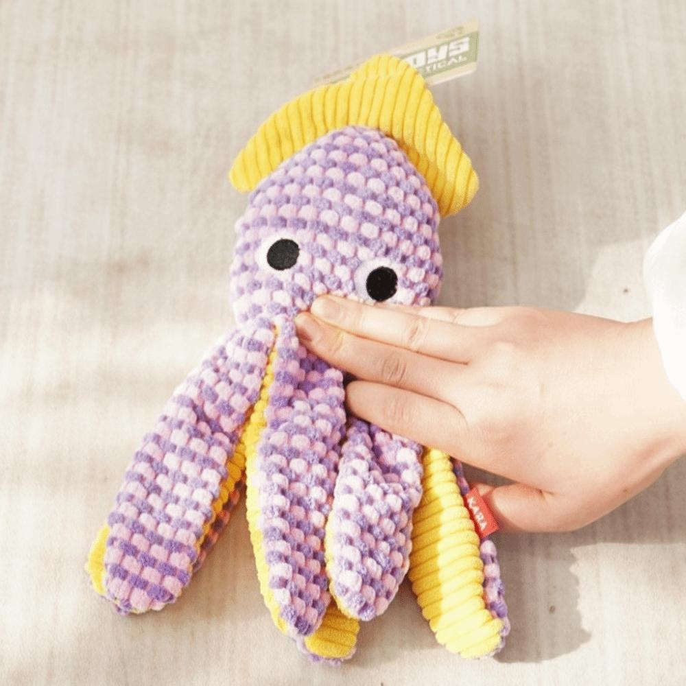 Cute Bite Resistant Crinkle Sound Pet Toy Ocean Theme Velvet Squeaker Dog Toys Grinding Teeth Dog Companion Toys Training