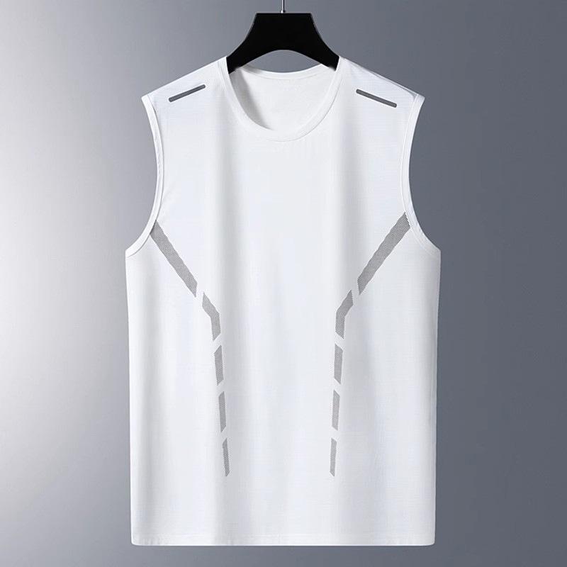 

Мужская майка из ледяного шелка с быстрой сушкой - Свободная, тонкая, безрукавная футболка-борцовка для лета. M