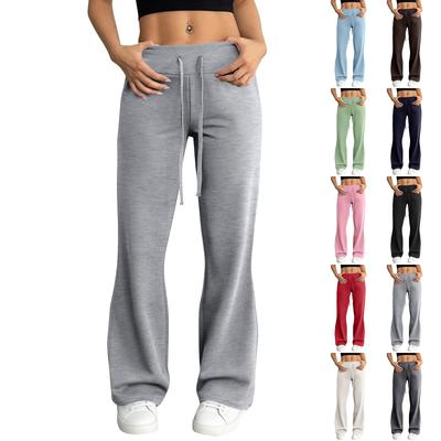 Women's Flared Casual Drawstring Elastic Waist Pants Comfortable Flared Yoga Loose Trousers
