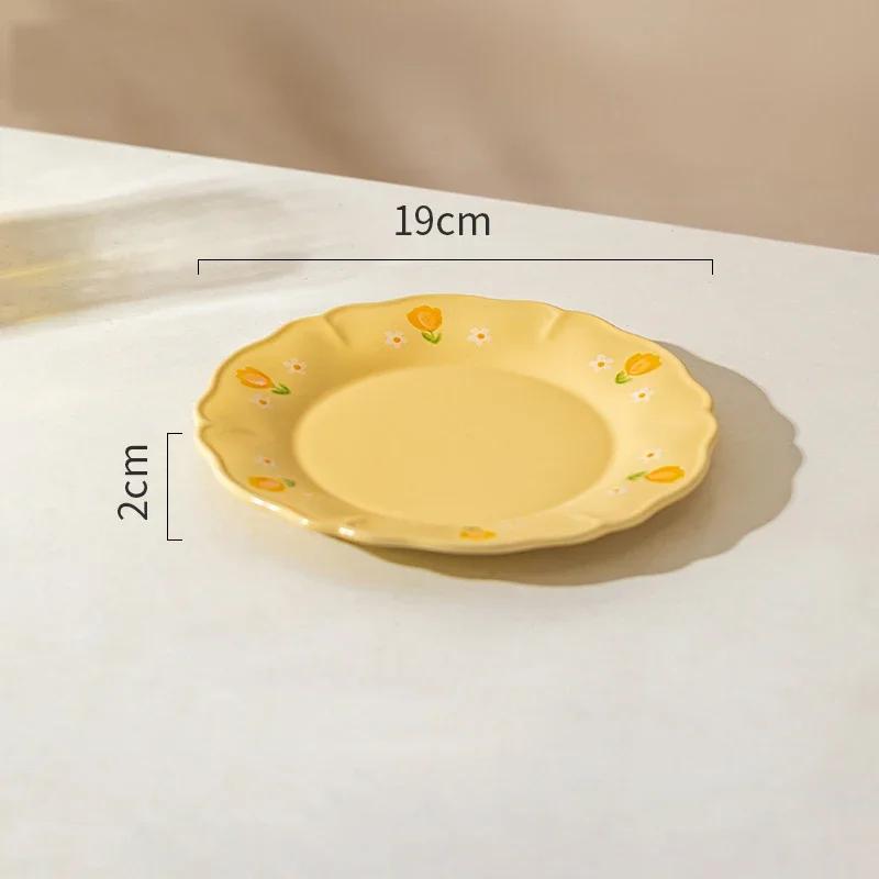 Retro-Blumen-Keramikteller, modisch, kreativ, köstliche Suppenschüssel, für Zuhause, Nachmittagstee, Dessert, Obstteller, exquisiter Fischteller