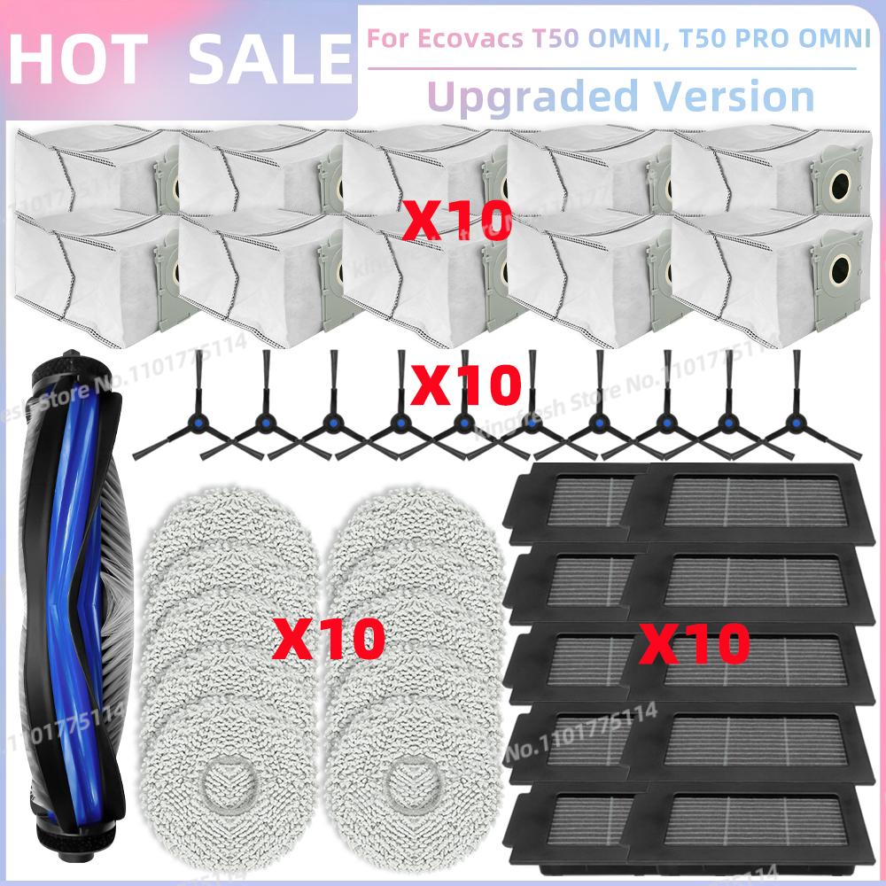 Fit For ECOVACS T50 PRO OMNI / T50 OMNI Vacuum Parts Main Roller Side Brush HEPA Filter Mop Cloth Dust Bag