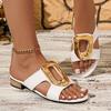 Summer Women's Fish Mouth Slippers Casual Outdoor Wear Thick Heel Metal Buckle Small Audience Sandals Comfortable Slip-On
