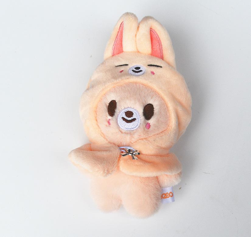 Skzoo 10Cm Plush Keychain Stray Kids Fm Bean Eye Cloak Doll Mini Plush Doll Cloak Doll Clothes Square Can Backpack Pendant