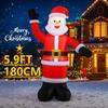 5.9FT Holiday Lighting LED Inflatable Christmas Santa Claus Wave Arm Toys Xmas Yard Party Supplies Home Decoration Festive Gifts