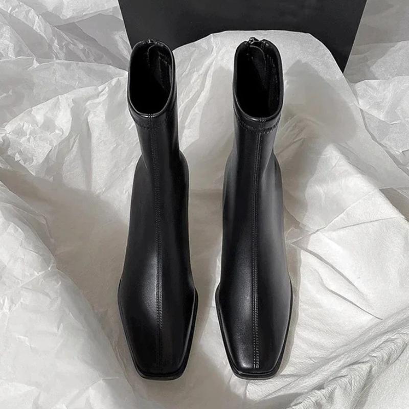 Retro brown Brand Ankle Boots Women Fashion Square Toe Thick Bottom Designer Boots Autumn Warm Modern Boots botines para mujeres