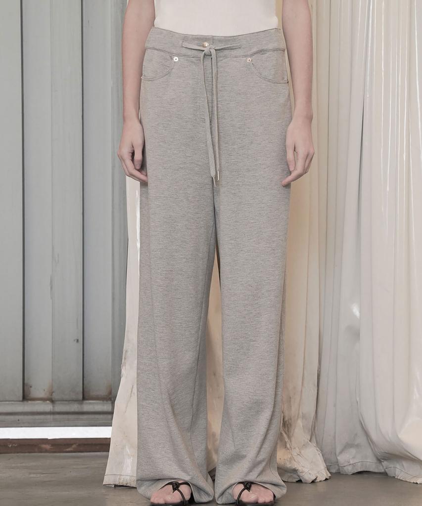 Ssikeoseun Drawstring Stretch Wide Pants_Grey