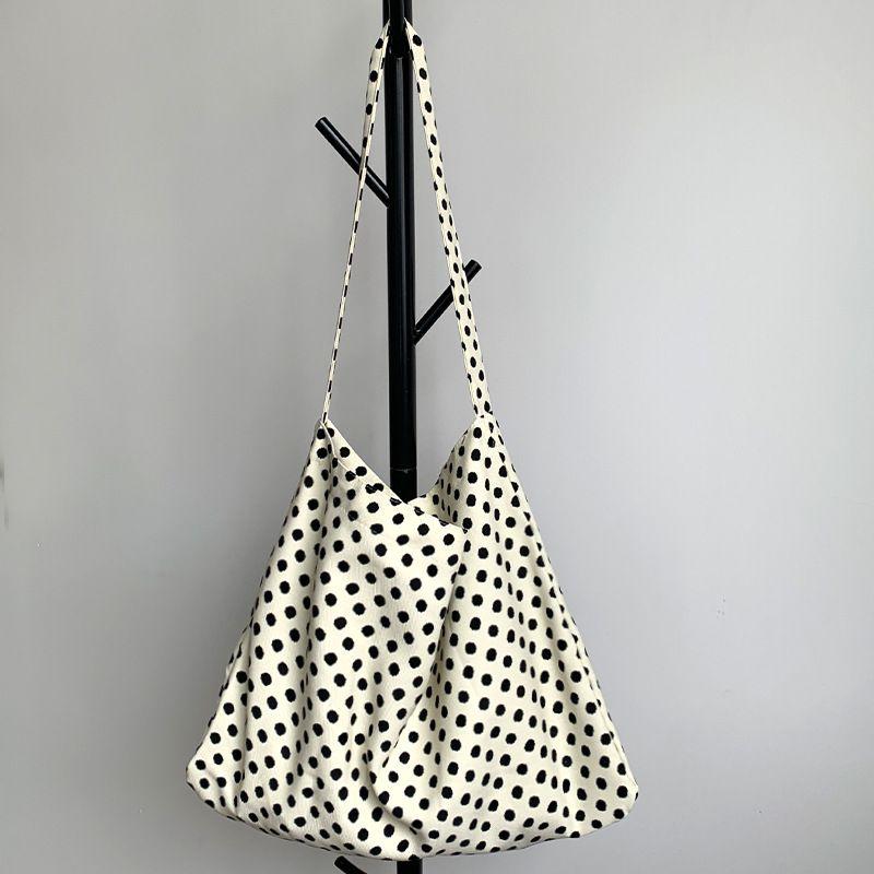 

55 Students 2025 Fashion Flowers Leopard Print Small Floral One Shoulder Shoulder Canvas Bag Lightweight Large Capacity Bag Women Circular wave point