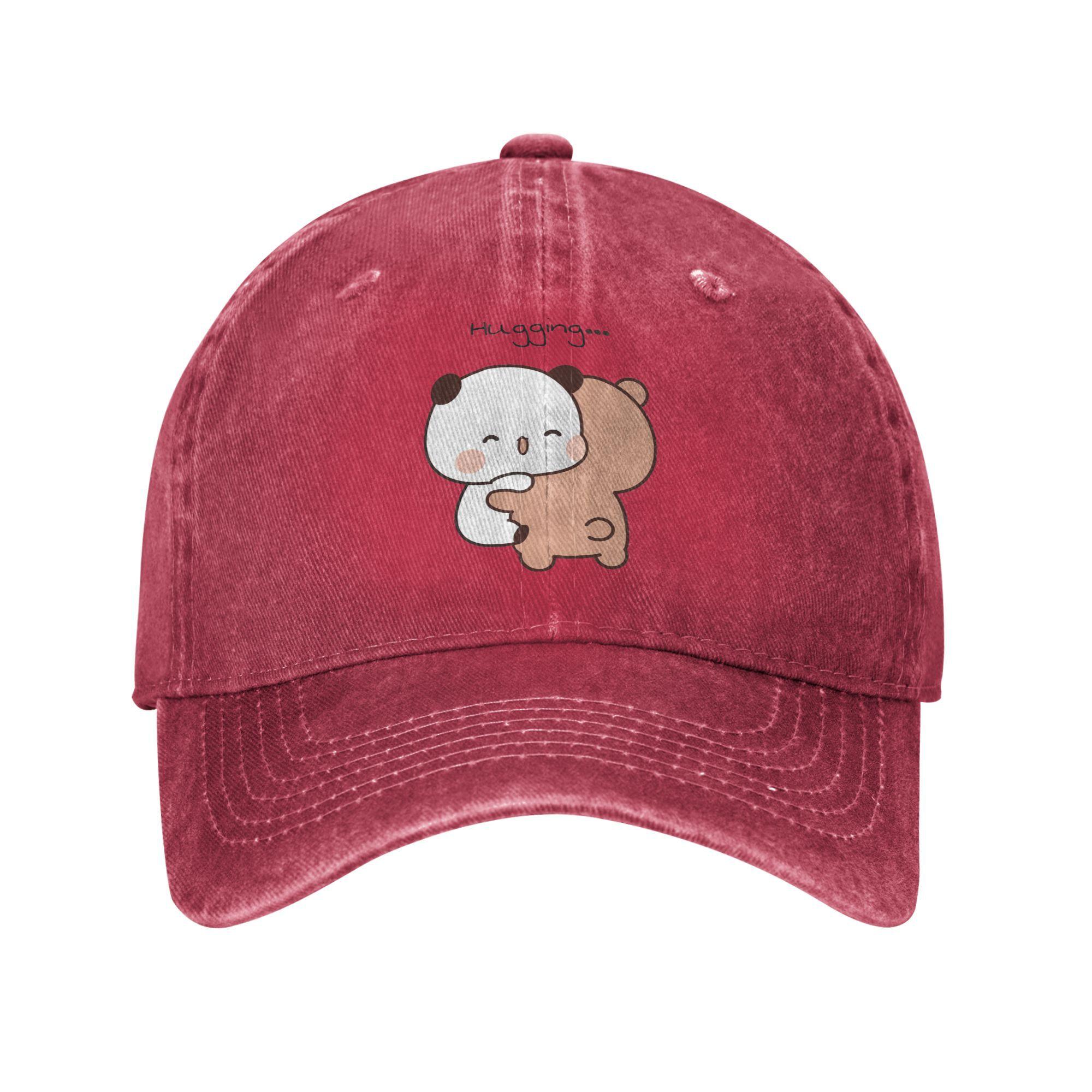 

Hug moment from DuDu Bear to BuBu Panda Sun Baseball Cap UnisexTeens Washed Trucker Hat Hot Sale Snapback Cap Birthday Present One Size